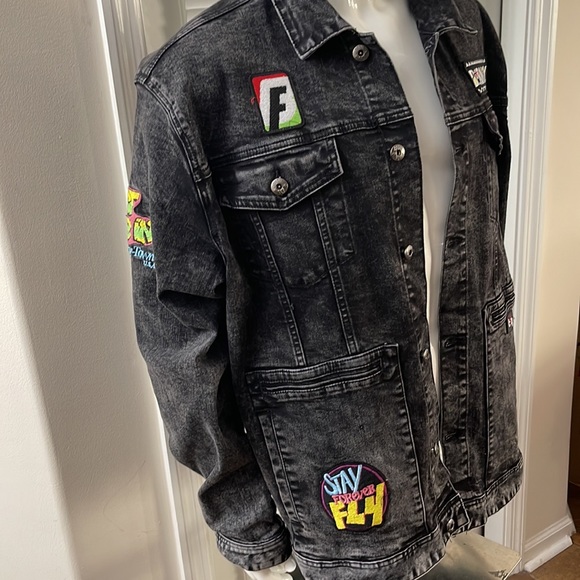 Born Fly Living Fly Black Wash Stretch Denim Button Front Jacket XXL - Picture 2 of 13